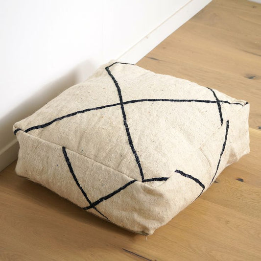 Pouf Berbère Tissu Tapis